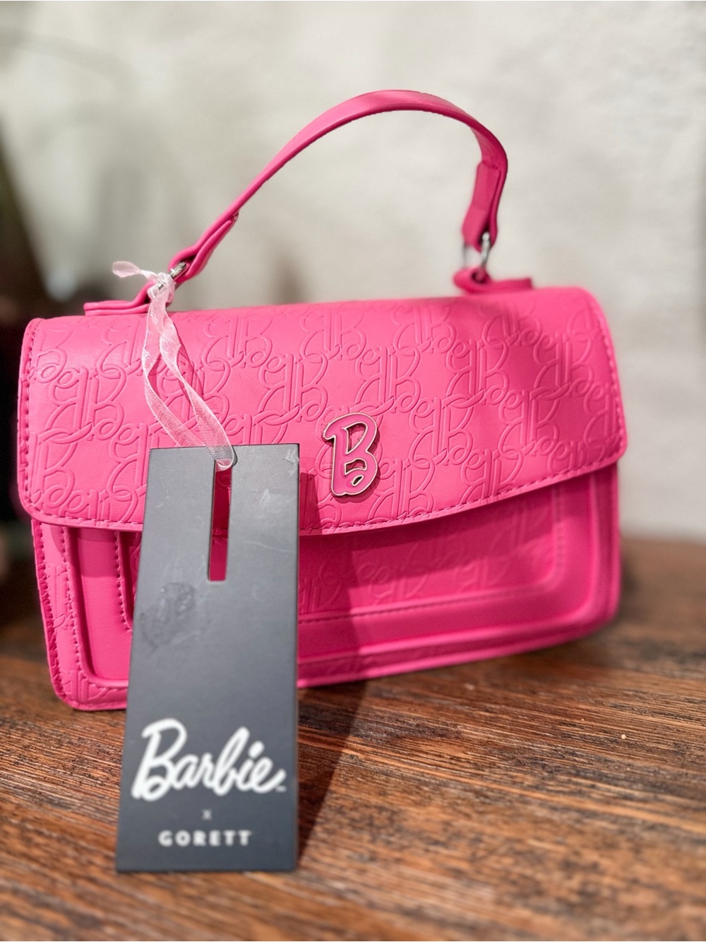 Barbie Hot Pink Embossed Mini Top-Handle Bag - Picture 12 of 17